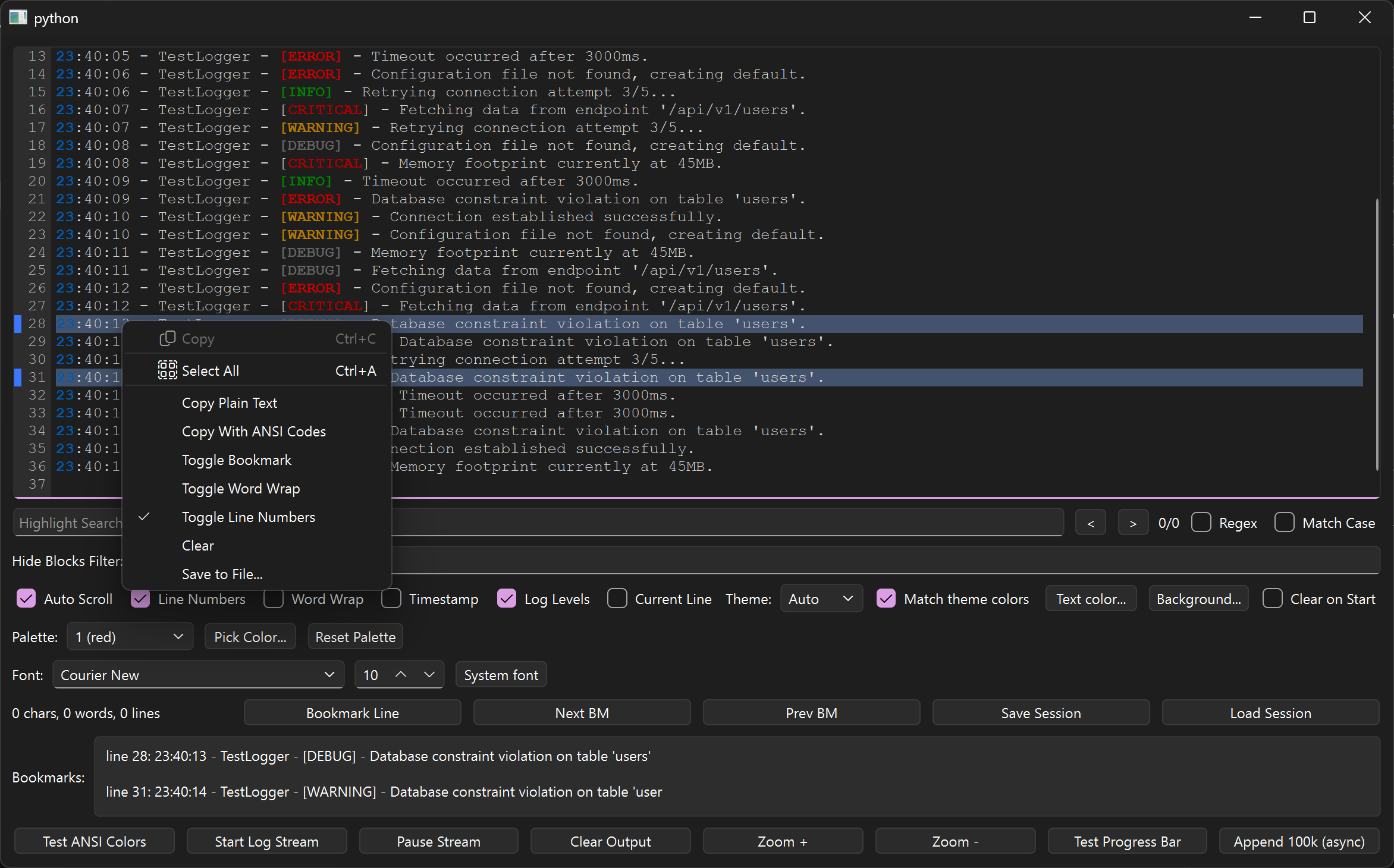 Context menu